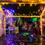 Fairy Light Canopy Wide Angle Bar Interior Neon Art — The Mad House Dean Street, Newcastle