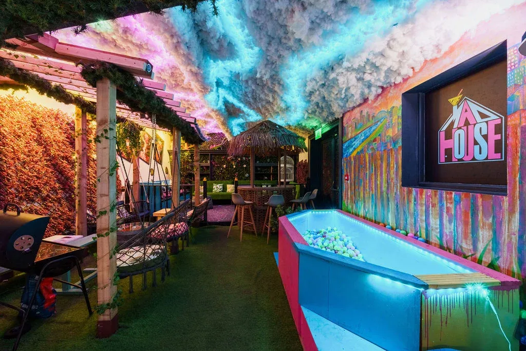Outdoor garden terrace with ball pit at The Mad House Dean Street