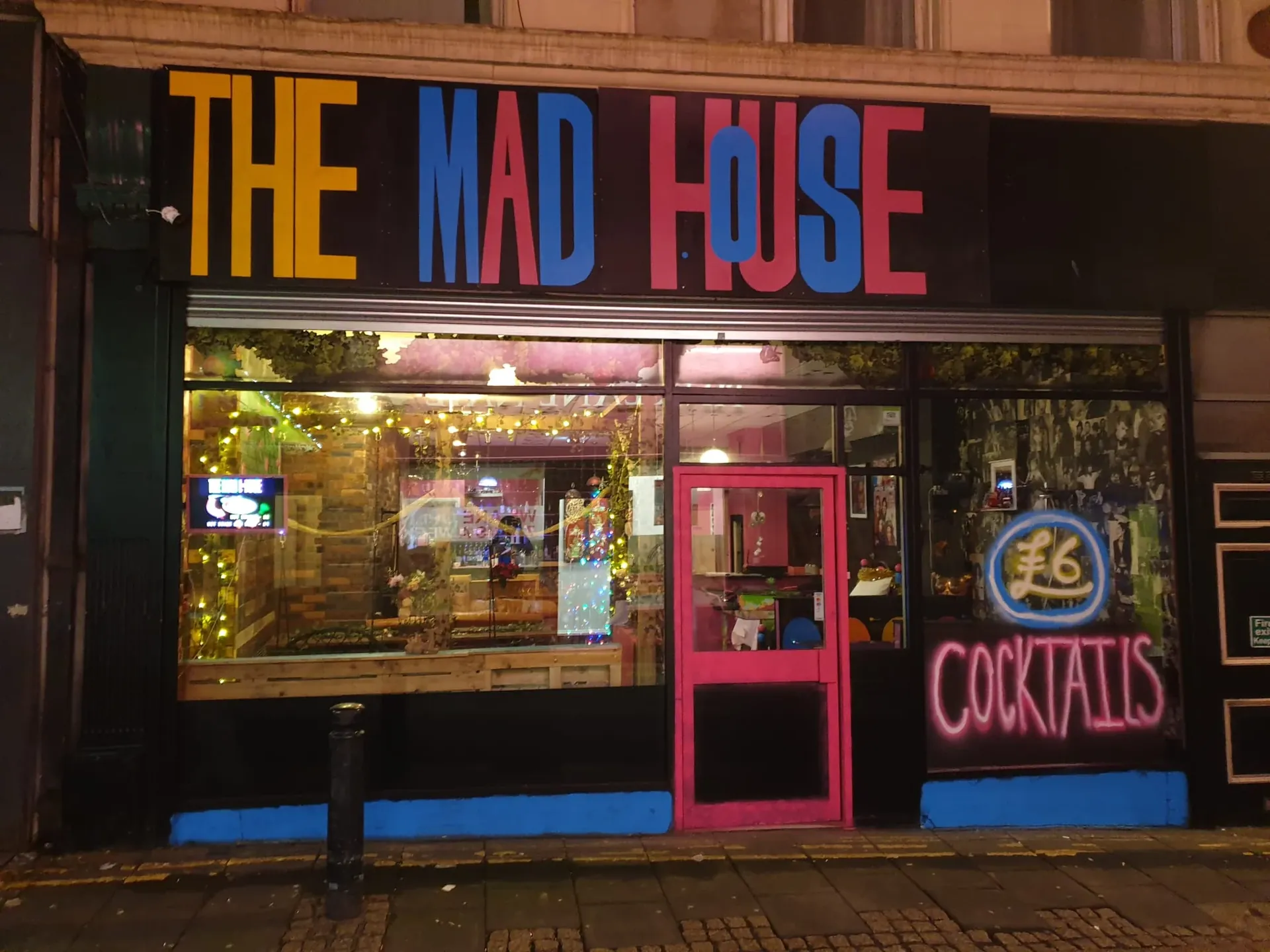 The Mad House Newcastle exterior at night